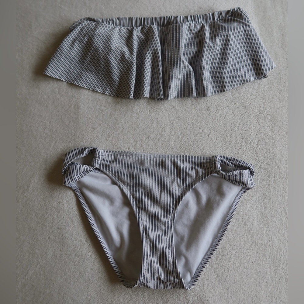 Xhilaration White and Black Striped Bikini